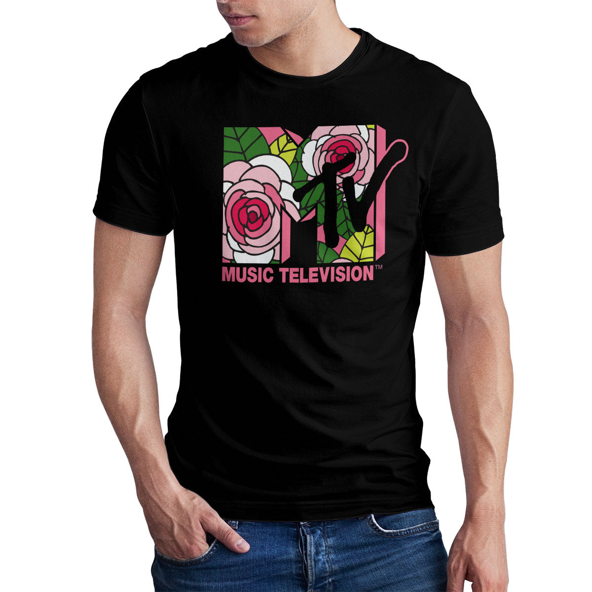 MTV Pink Roses Logo T-Shirt