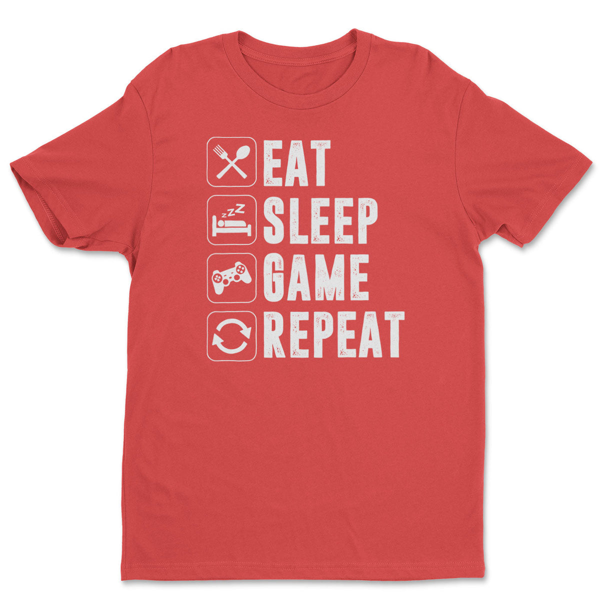 Eat Sleep Game Repeat Stacked Tee