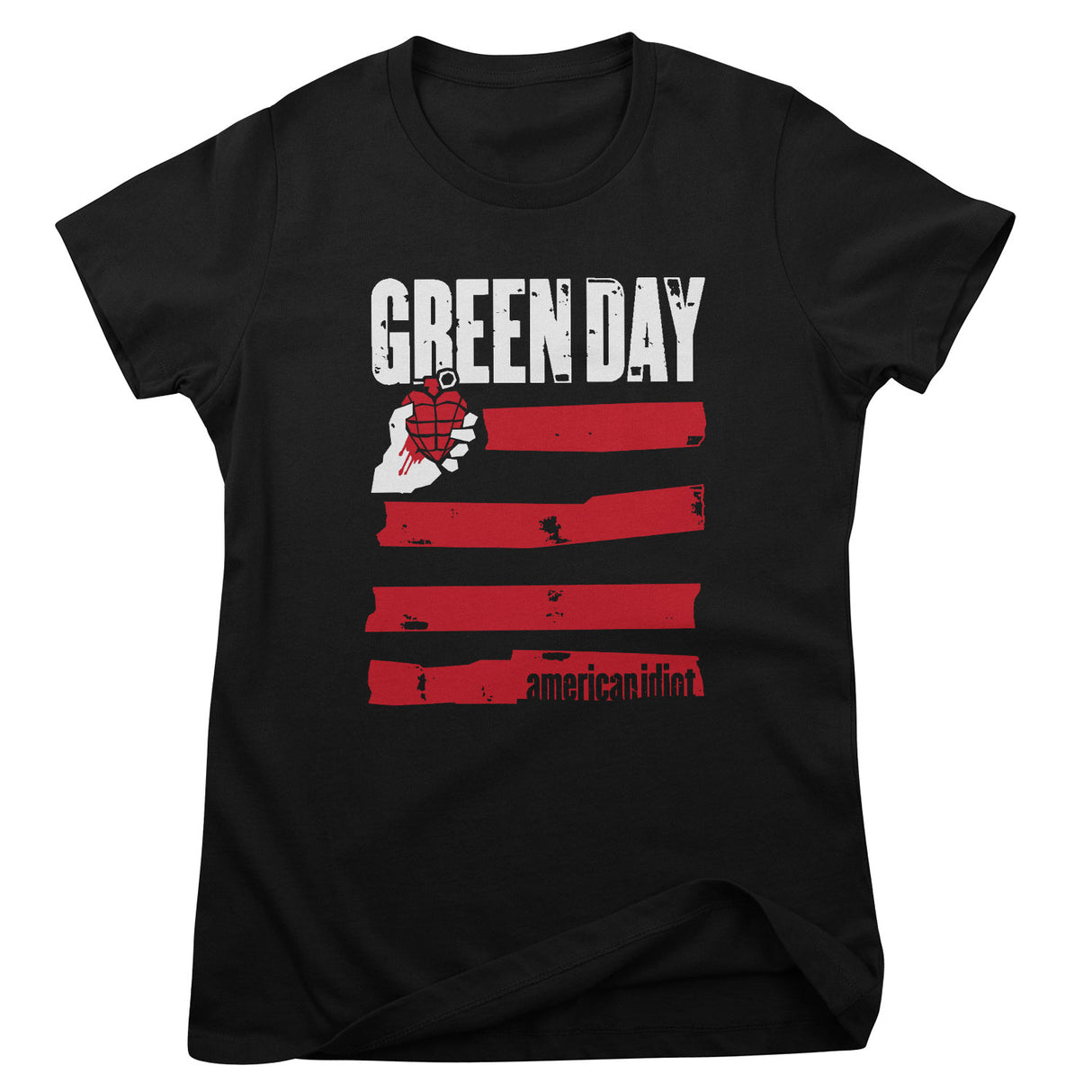 Green Day - American Idiot Stripes Girly Tee