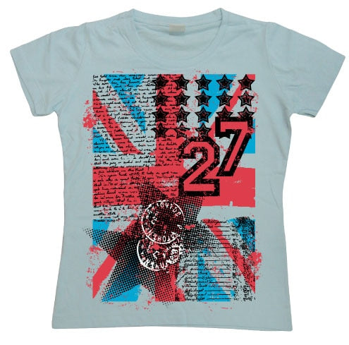 UK Flag 27 Grunge Girly T-shirt