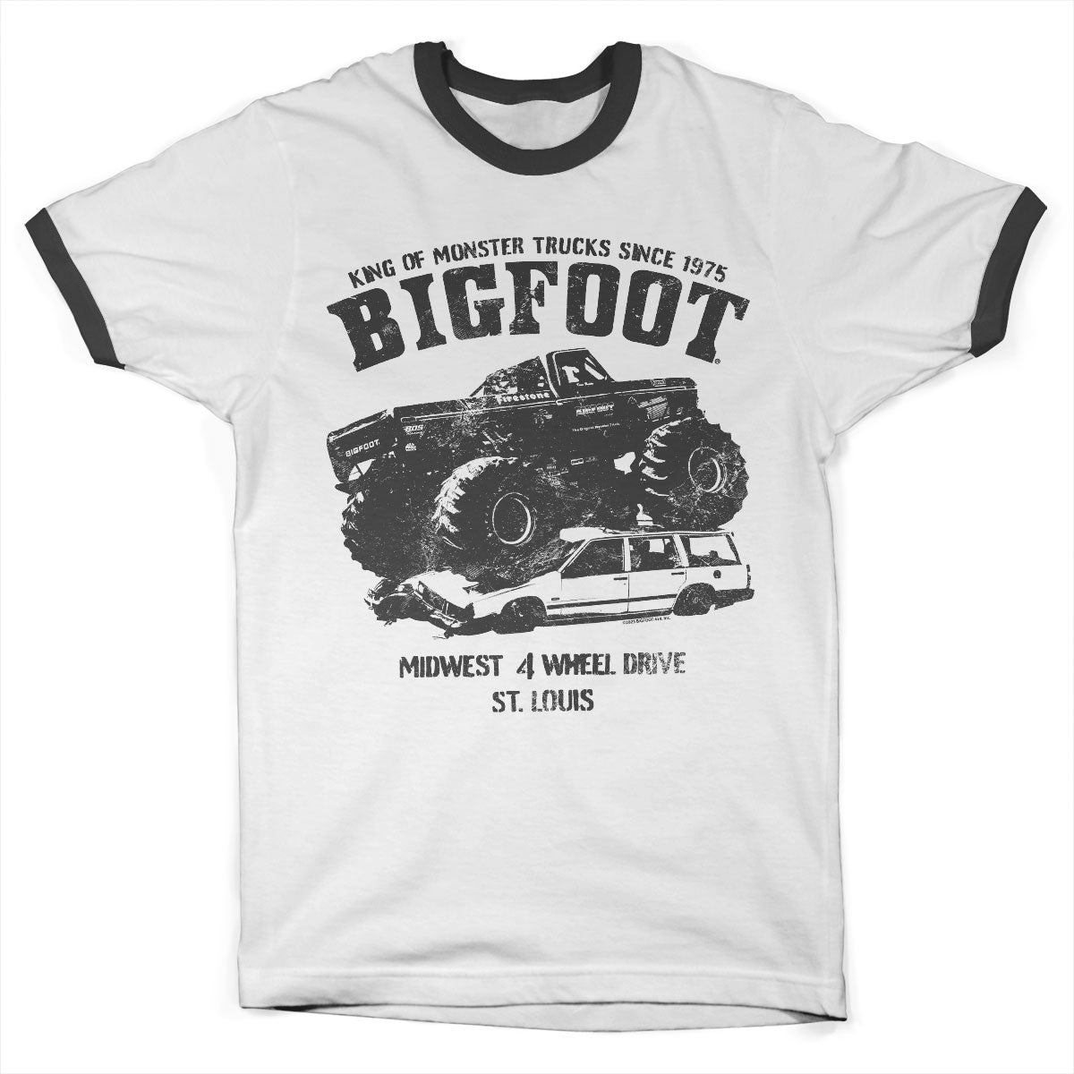 BIGFOOT Monster Car Crush Ringer Tee