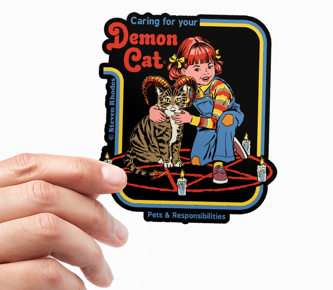 Steven Rhodes - Caring For Your Demon Cat Sticker