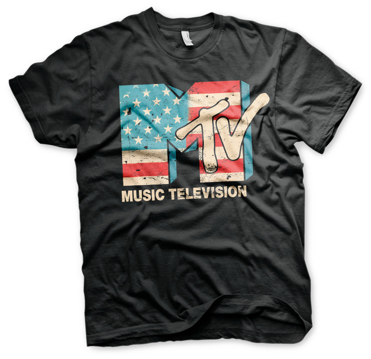 MTV Distressed USA-Flag T-Shirt