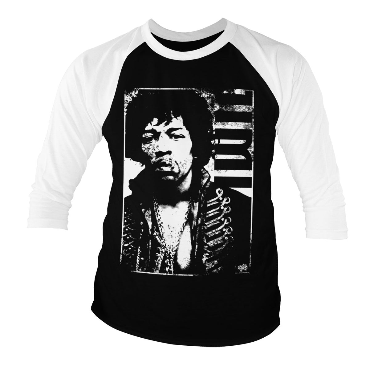 Jimi Hendrix Distressed Baseball 3/4 Sleeve Tee