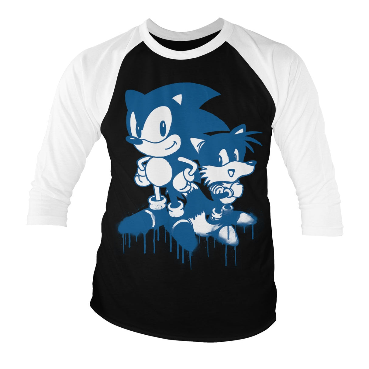 Sonic and Tails Sprayed Baseball 3/4 Sleeve Tee