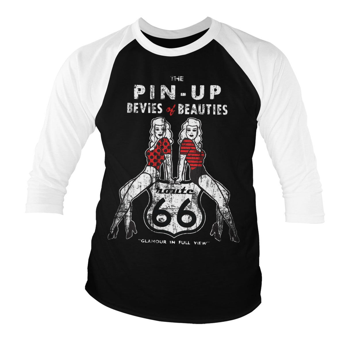 Route 66 Pin-Ups Baseball 3/4 Sleeve Tee