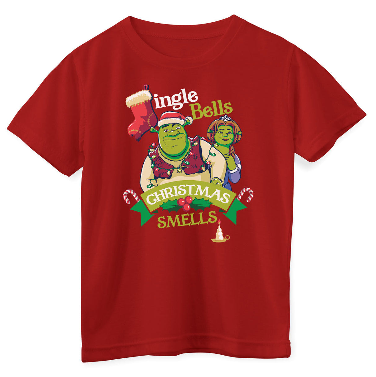Shrek - Jingle Bells Christmas Smells Kids Tee