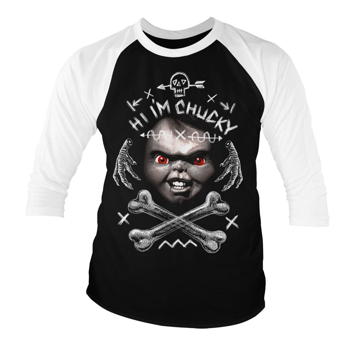 Hi I'm Chucky Baseball 3/4 Sleeve Tee