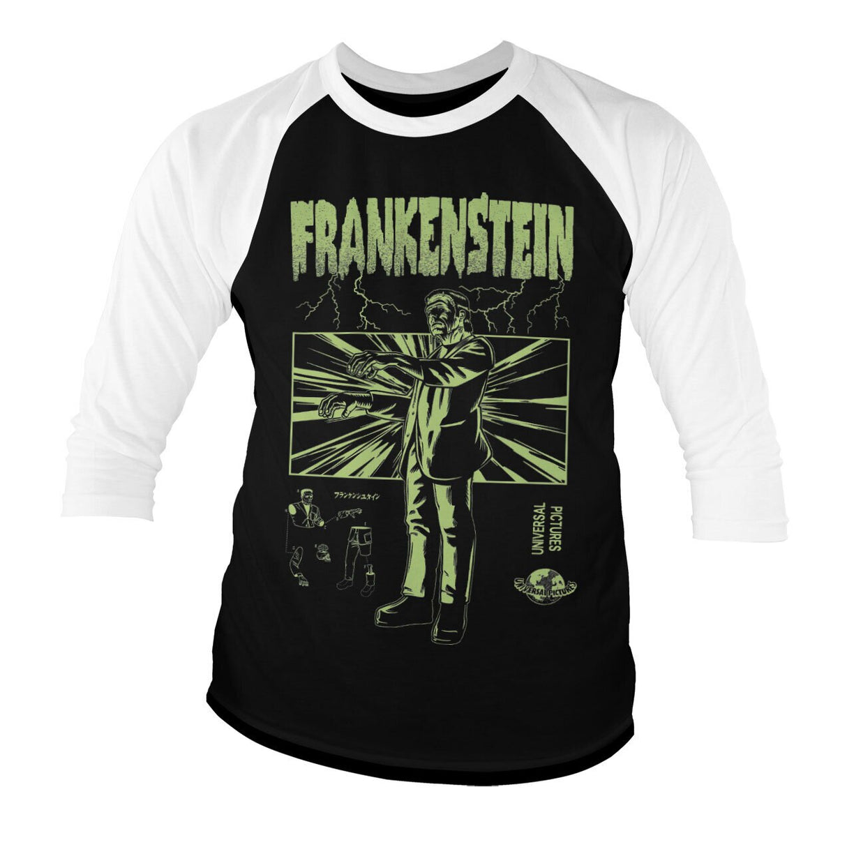 Frankenstein Retro Baseball 3/4 Sleeve Tee